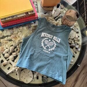 Blue beverly hills tennis cropped tank